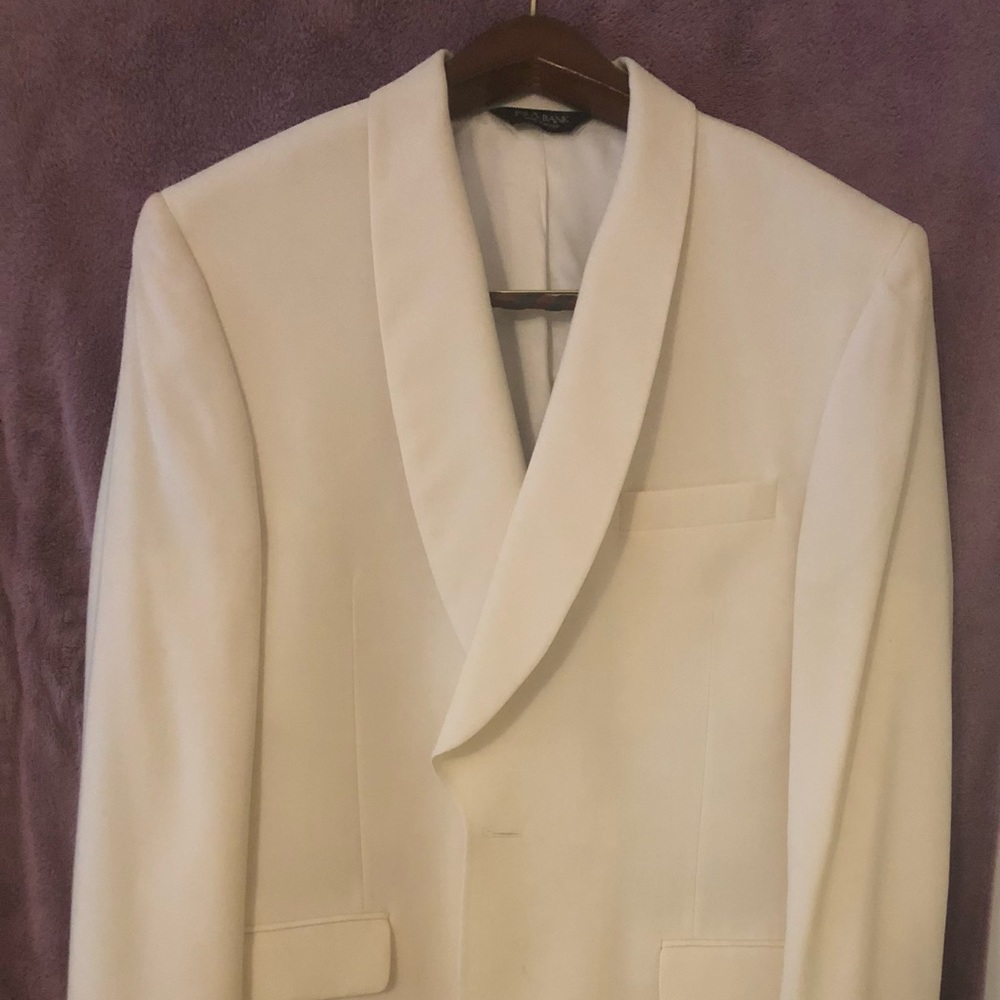 Men’s Ivory Tuxedo Jacket (Chest 45”) w Black Pants (38” Waist)